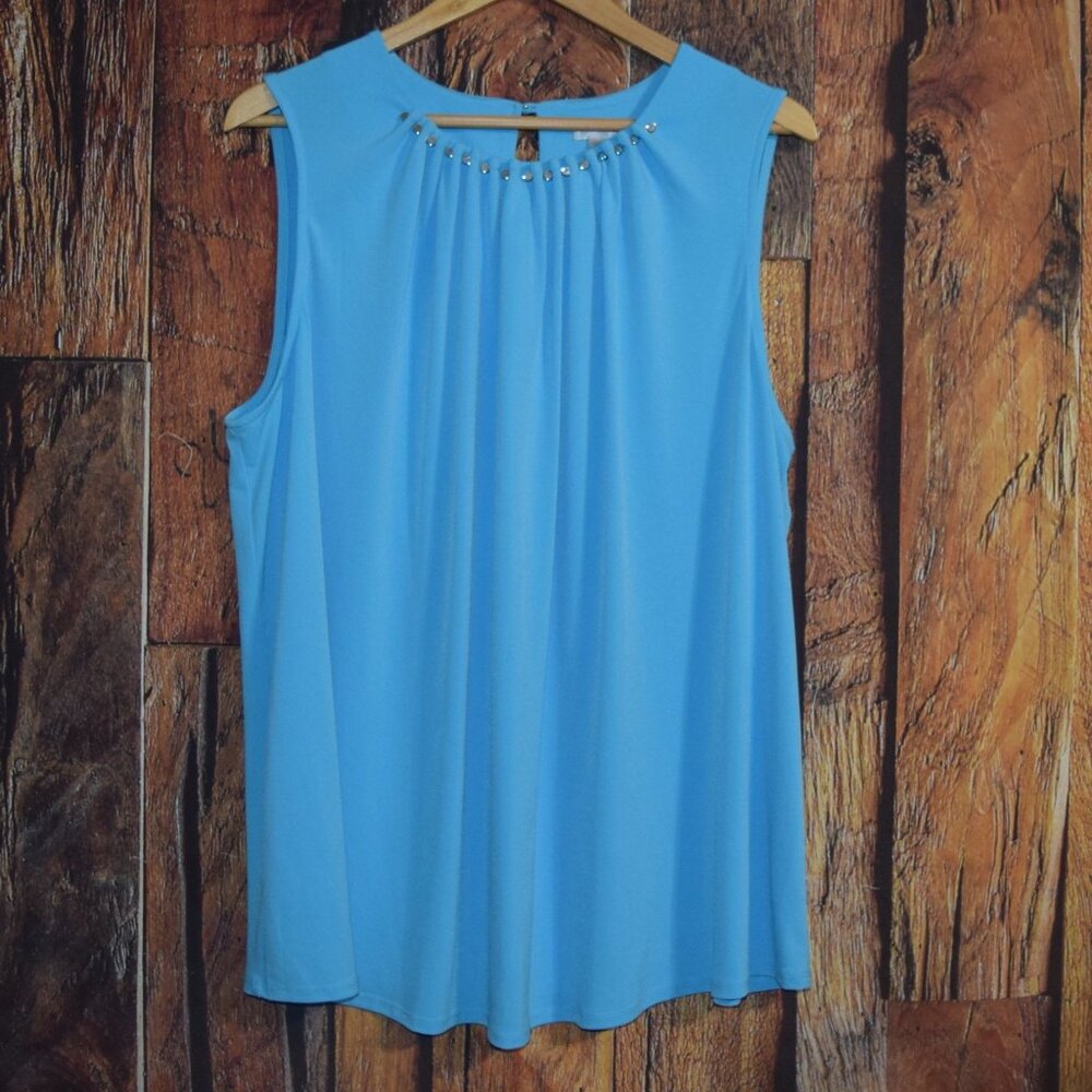 VIP KNITS By AVENUE Women's Sz 22/24 Blue Swing Top Blouse - EXCELLENT
